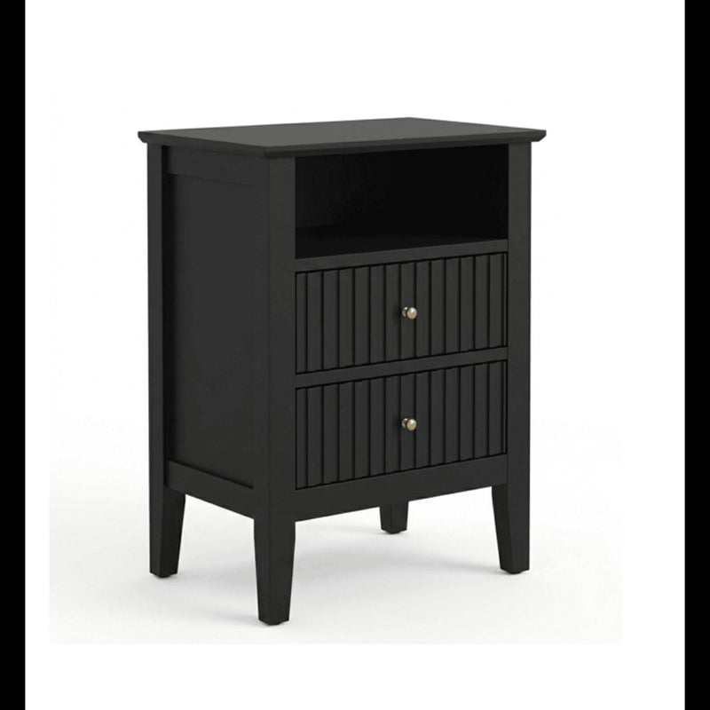 Fluted Nightstand With 2 Drawers
