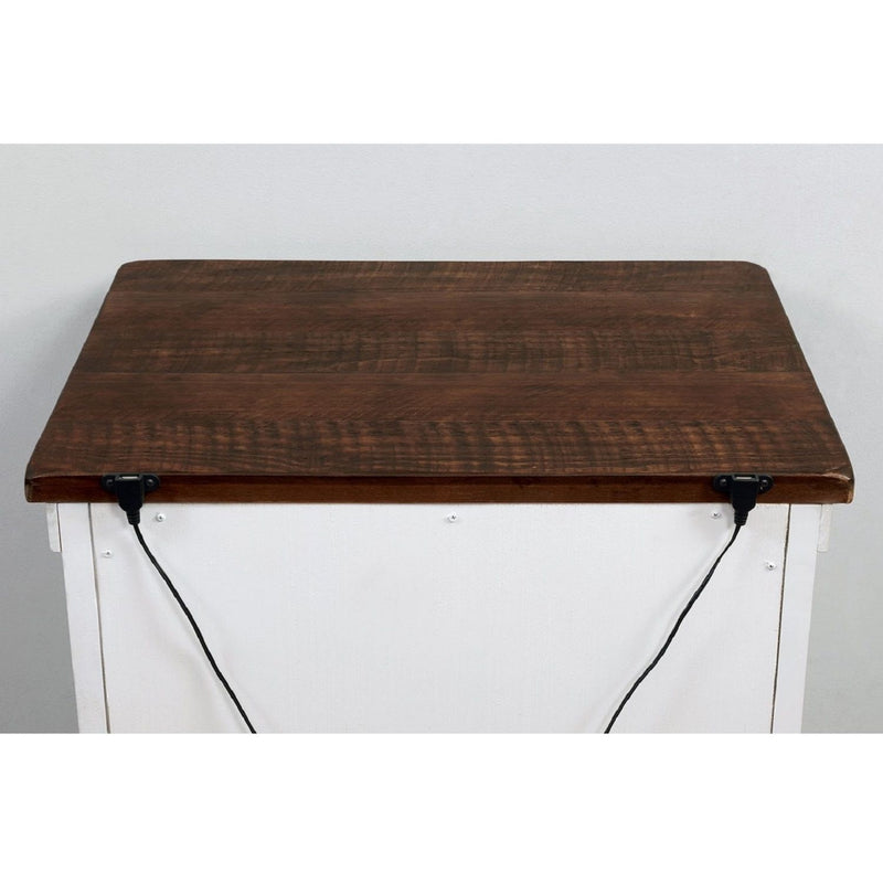 2 Drawer Nightstand With Brass Arch Pulls, Bedroom Furniture - Brown / Distressed White / Walnut