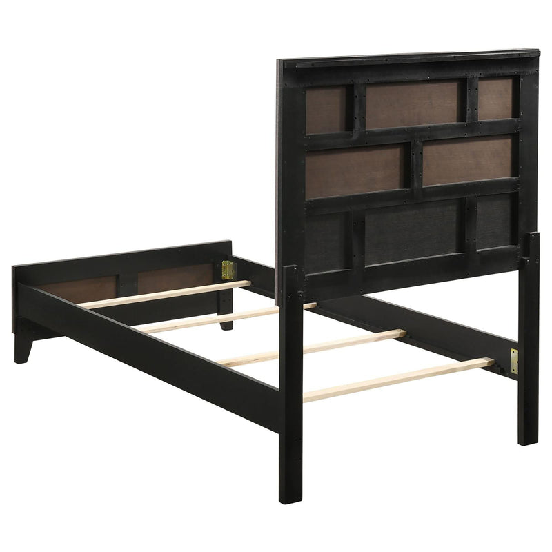 Twin Panel Bed With Tapered Legs - Gray