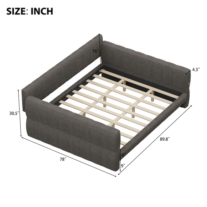 Upholstered Platform Bed With USB Charging