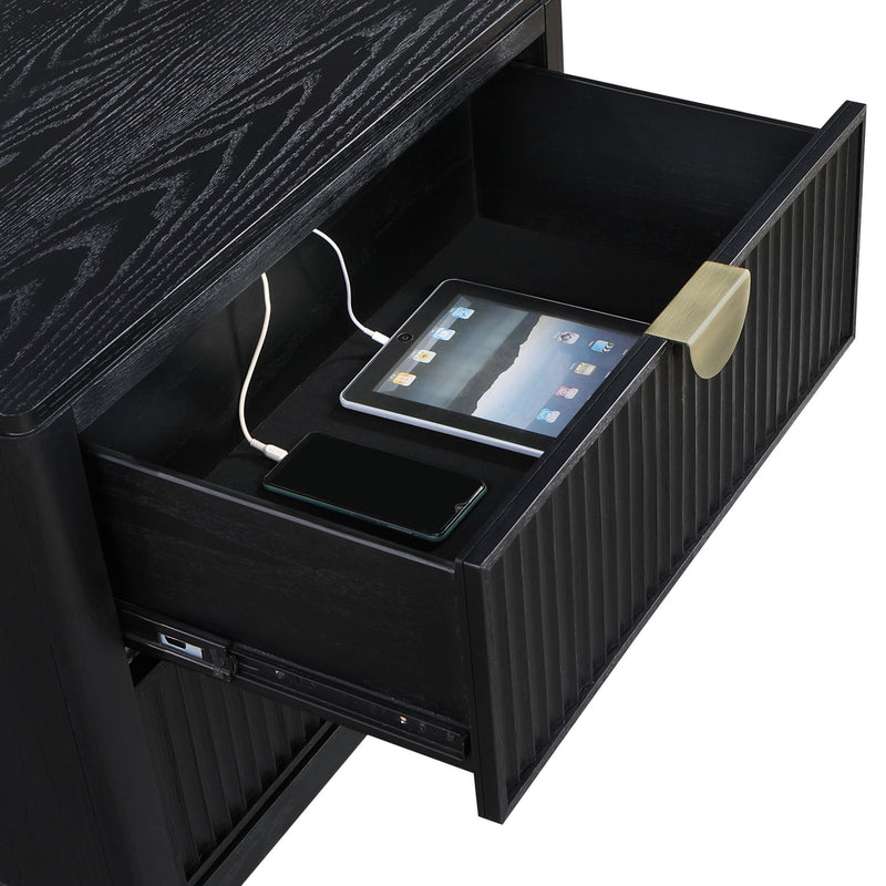 Mason - 2 Drawer Nightstand With Fluted Design - Black