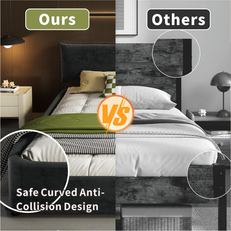 Cloud Bed Frame With Oversized Padded Movable Headboard