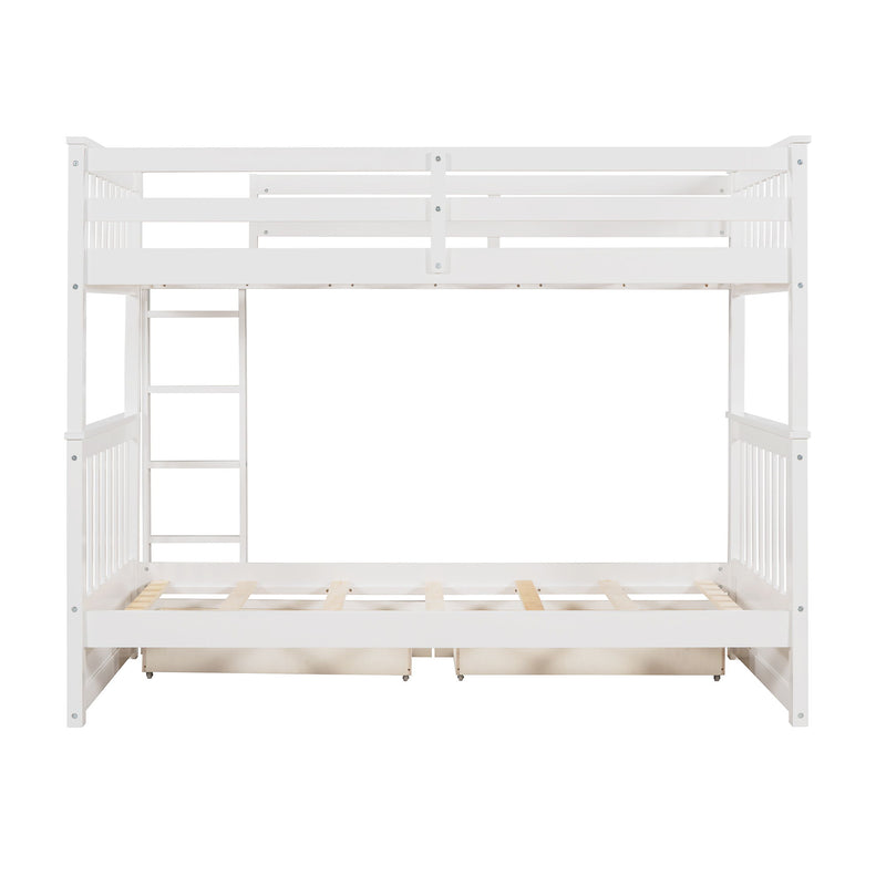 Bunk Bed With Ladders And 2 Storage Drawers