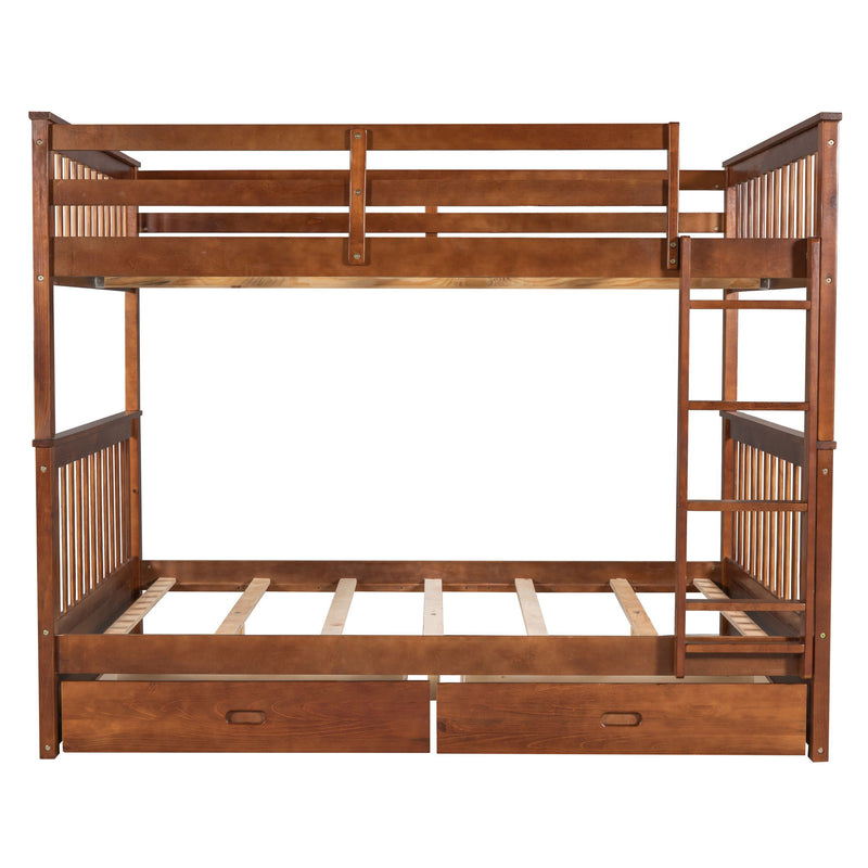 Bunk Bed With Ladders And 2 Storage Drawers