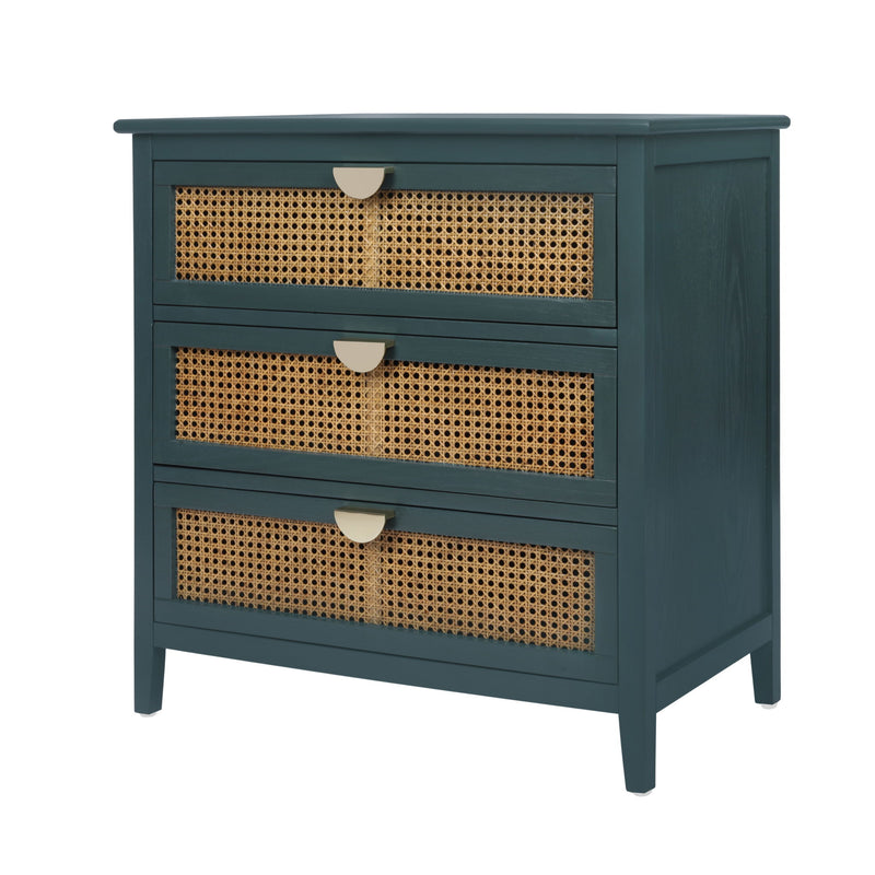 3 Drawer Cabinet, Natural Rattan, American Furniture