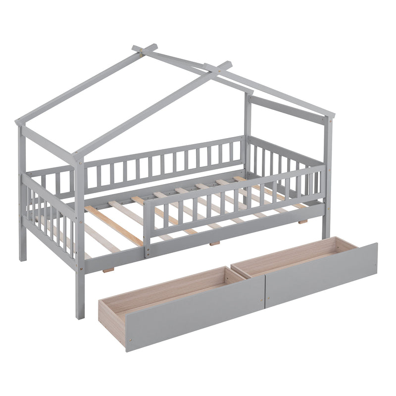 House Bed With 2 Drawers