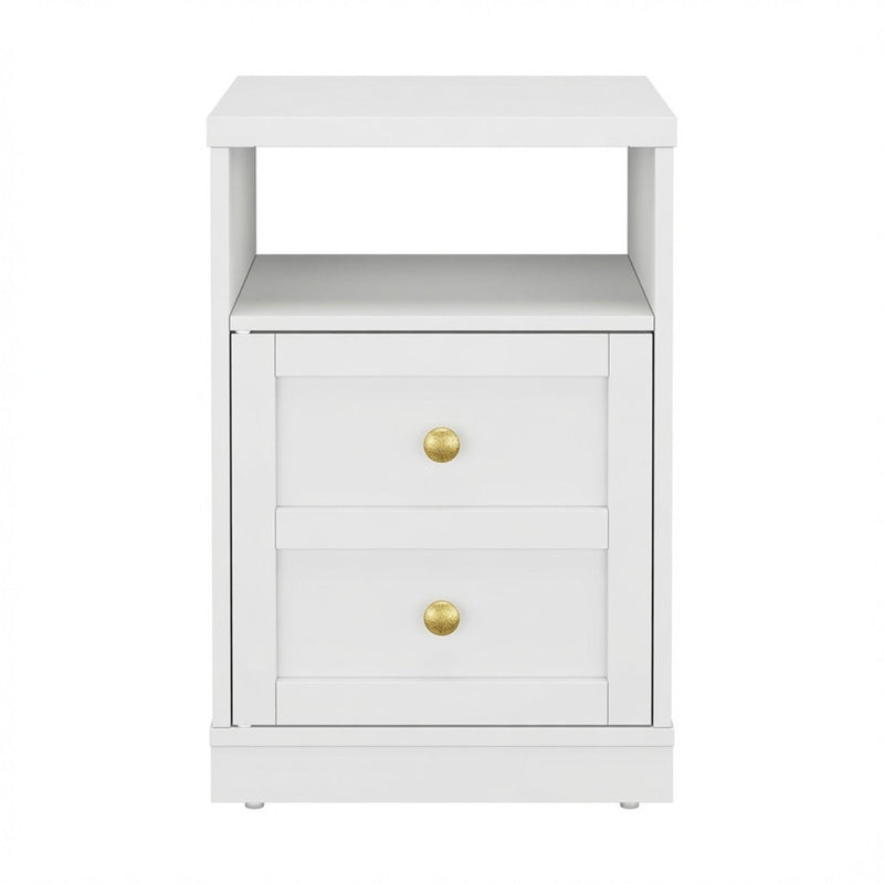 Nightstand With Door & Shelf, 2 Drawer Side Table
