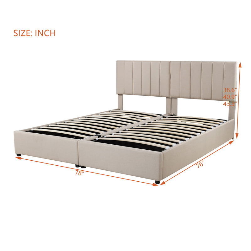 Upholstered Platform Bed With A Hydraulic Storage System