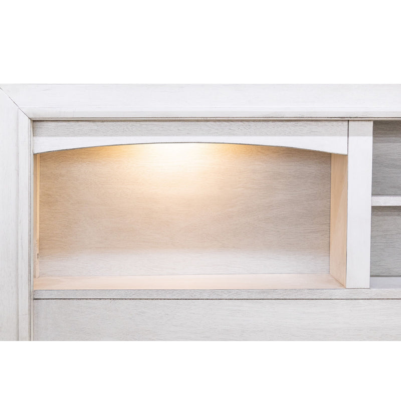 Bed Set With Storage Drawers, Open Shelves, And Built In LED Lighting
