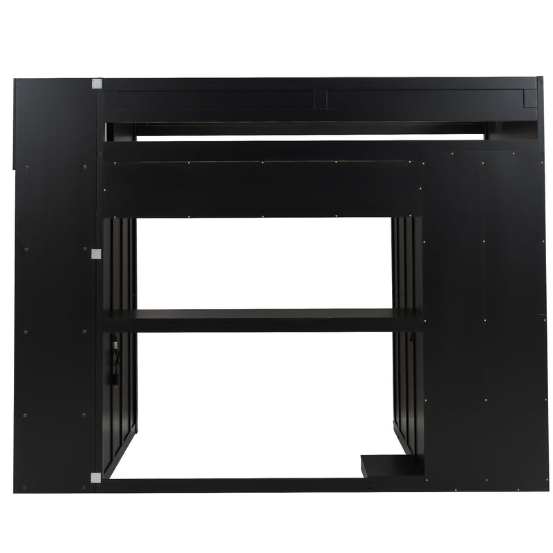 Gaming Loft Bed With Desk And Storage, LED Lights