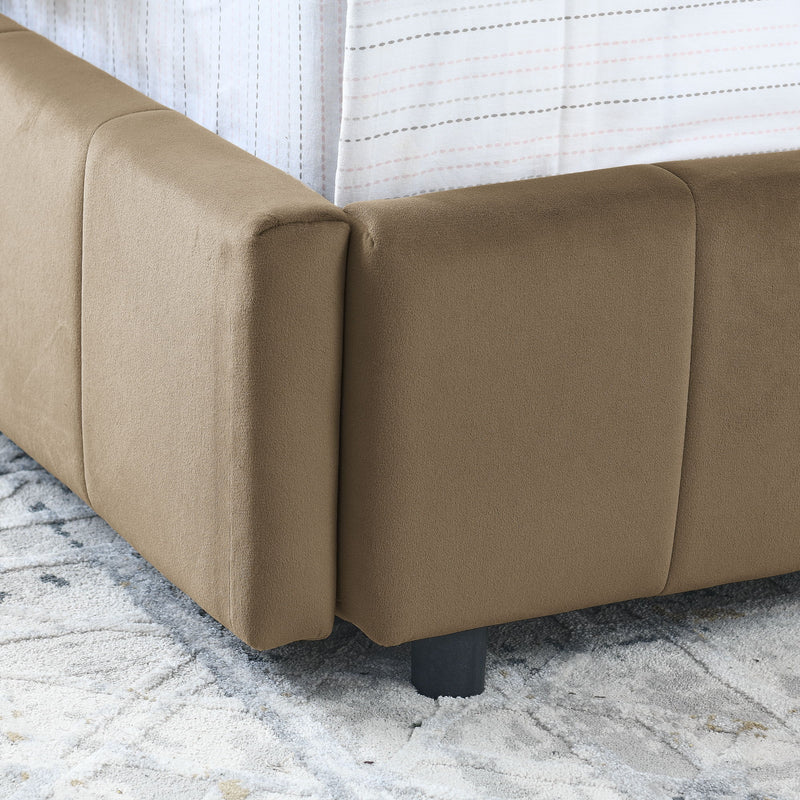 Storage Upholstered Tufted Bed Frame With Backrest And Armrests