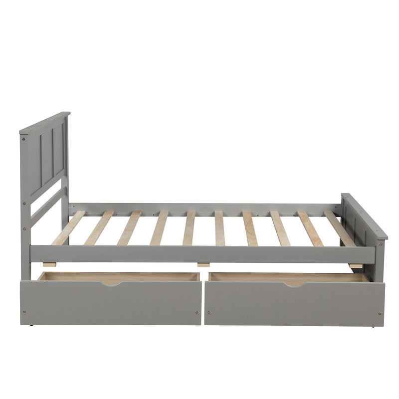 Platform Storage Bed With 2 Wheel Base Drawers