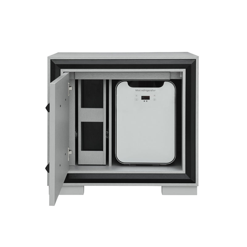 Adelaide - Nightstand With Cooler And Speaker - Gray / Black