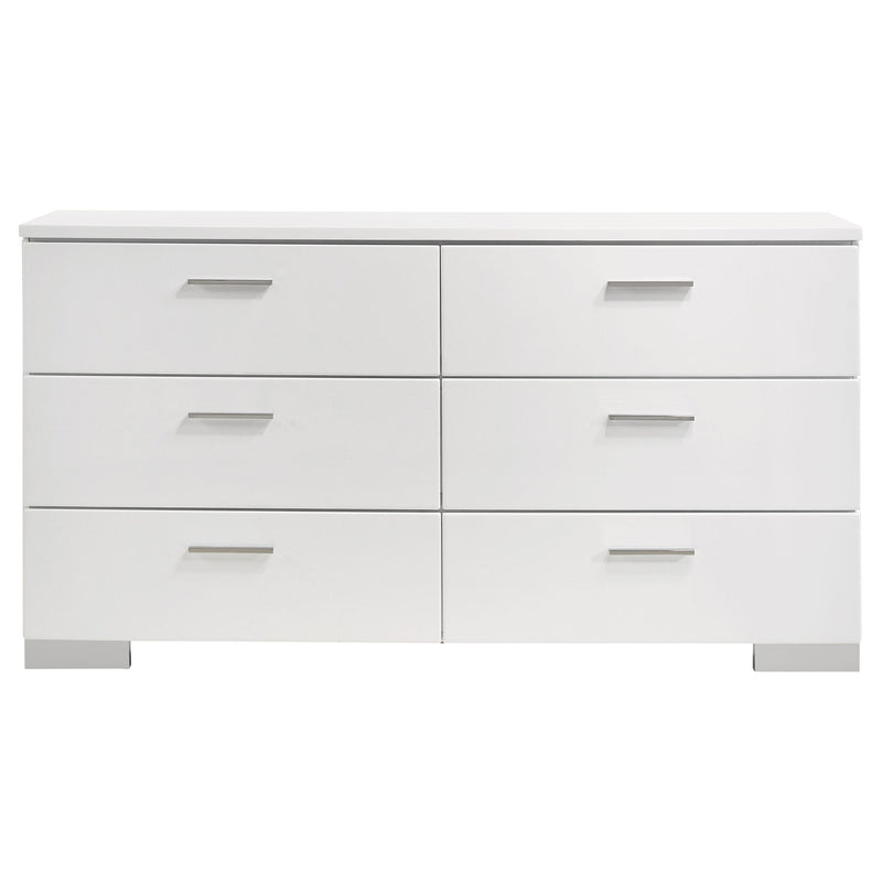 Dulcey - 6 Drawer Dresser With Accents, Bedroom Storage - Gloss White