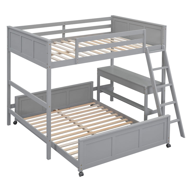 Full Over Full Bunk Bed With Desk