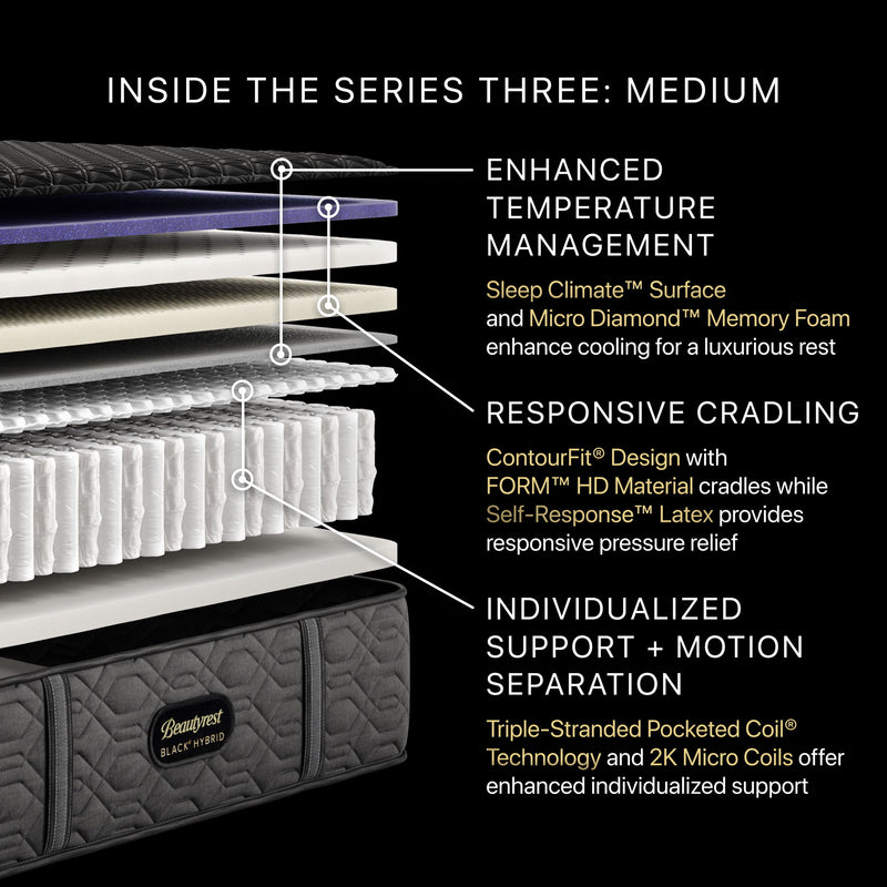 Beautyrest Black - 15" Series Three Hybrid Medium Mattress