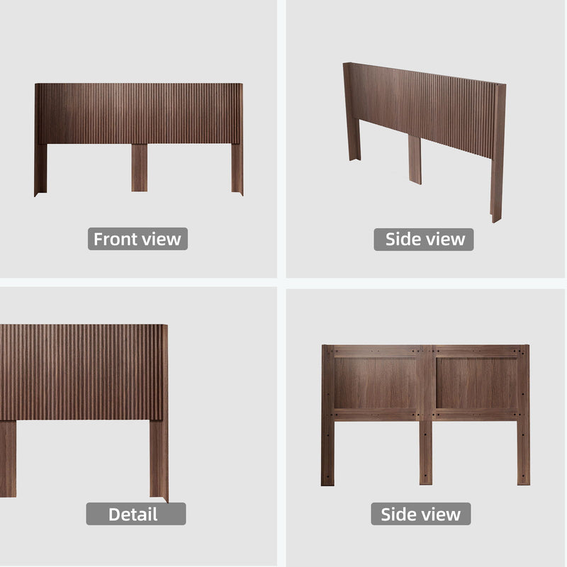 King Size Headboard, Wide Wall Mounted Fluted Panel Wingback - Walnut