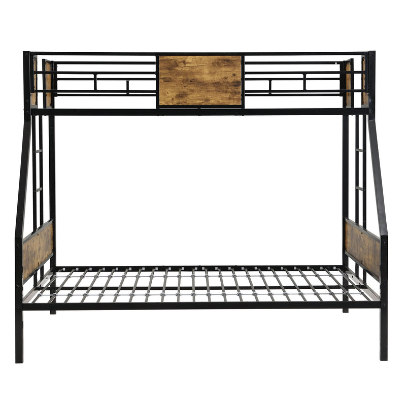Modern Metal Bunk Bed With Side Ladders And Guardrail