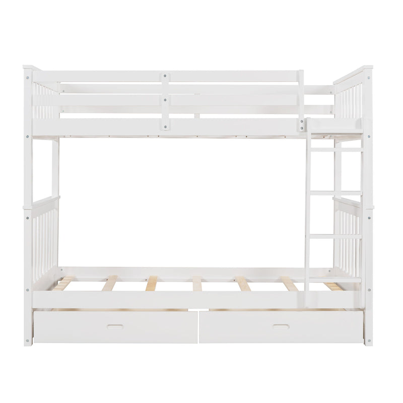 Bunk Bed With Ladders And 2 Storage Drawers
