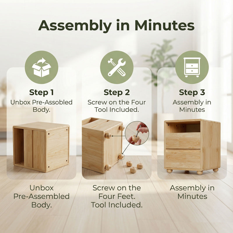 Nightstand With 2 Drawers And Shelves