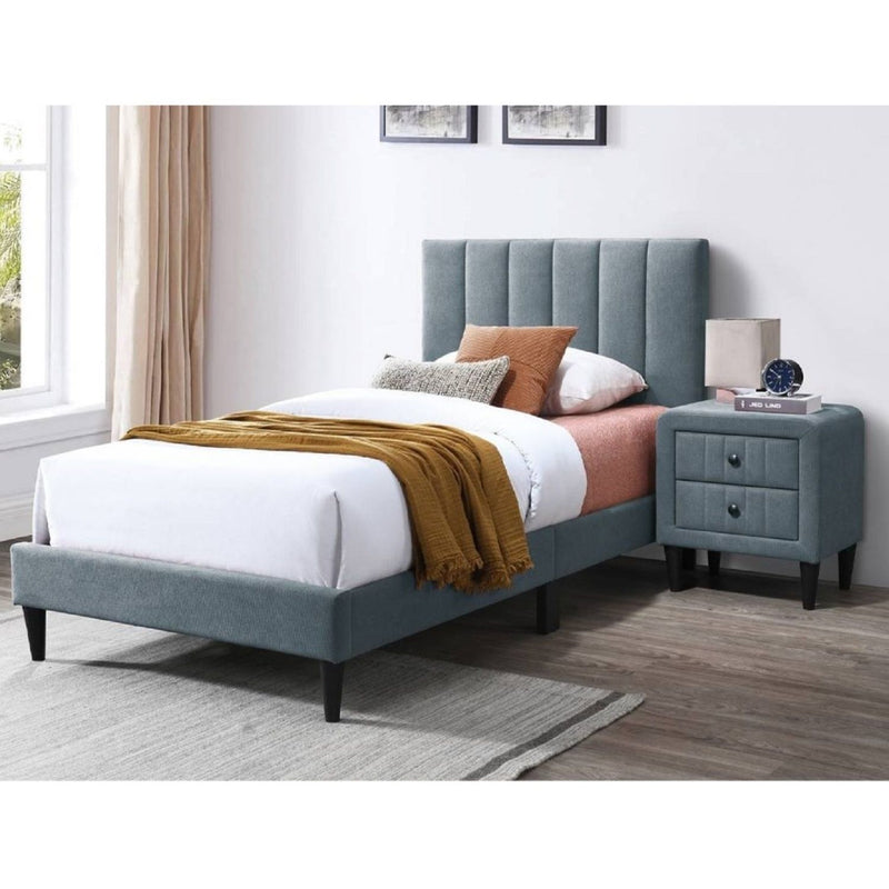 Bed With Channel Tufted Adjustable Headboard