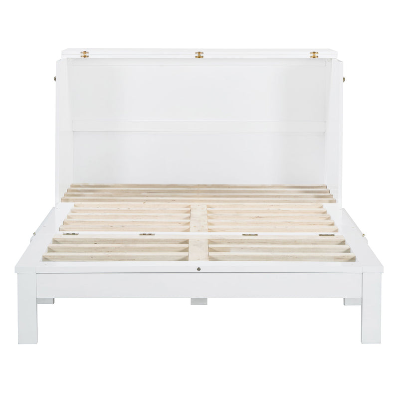 Full Size Murphy Bed & Large Drawers - White