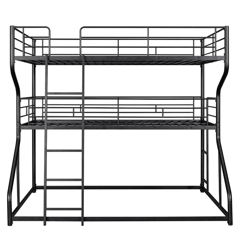 Industrial Triple Bunk Bed With Dual Ladders Frame, Space Saving Design