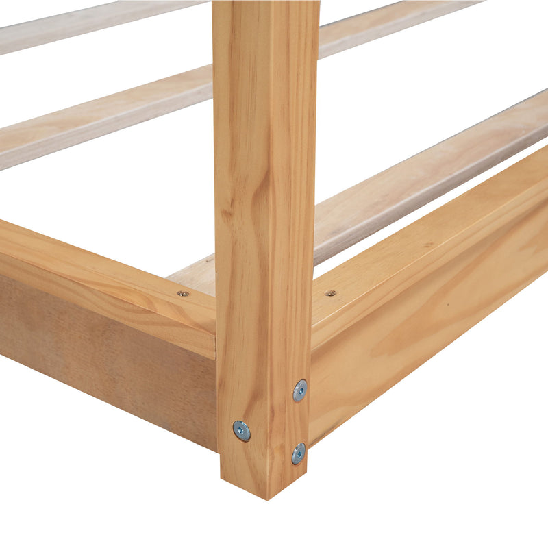 Wood Canopy Platform Bed With Support Legs And Airflow Slats