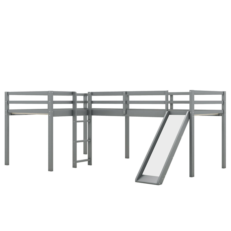 L Shaped Loft Bed With Ladder And Slide