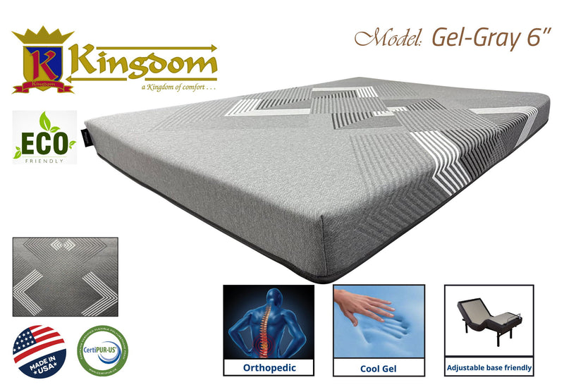 Kingdom Gel Gray 6" Memory Foam Mattress