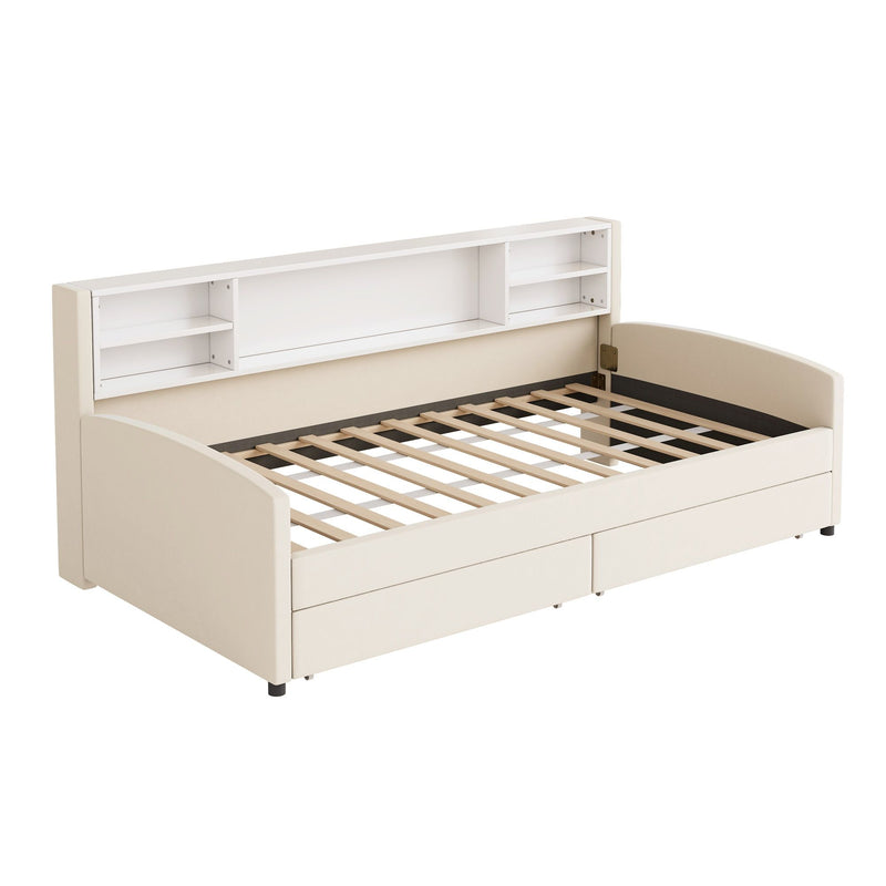 Luxurious Upholstered Platform Bed With Storage Drawers