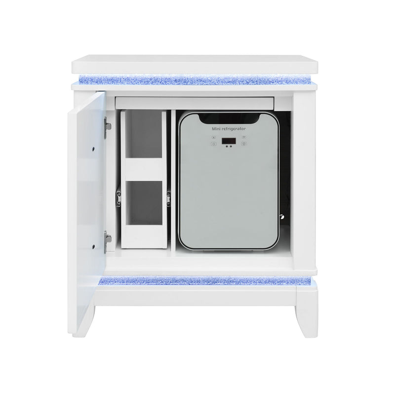 Adalid - Nightstand With Cooler, USB And Speaker - White