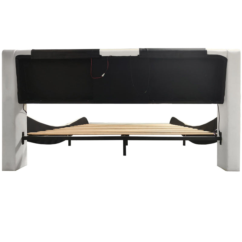 Platform Bed Frame With LED Lighting, tooth Music, Vibration Massage