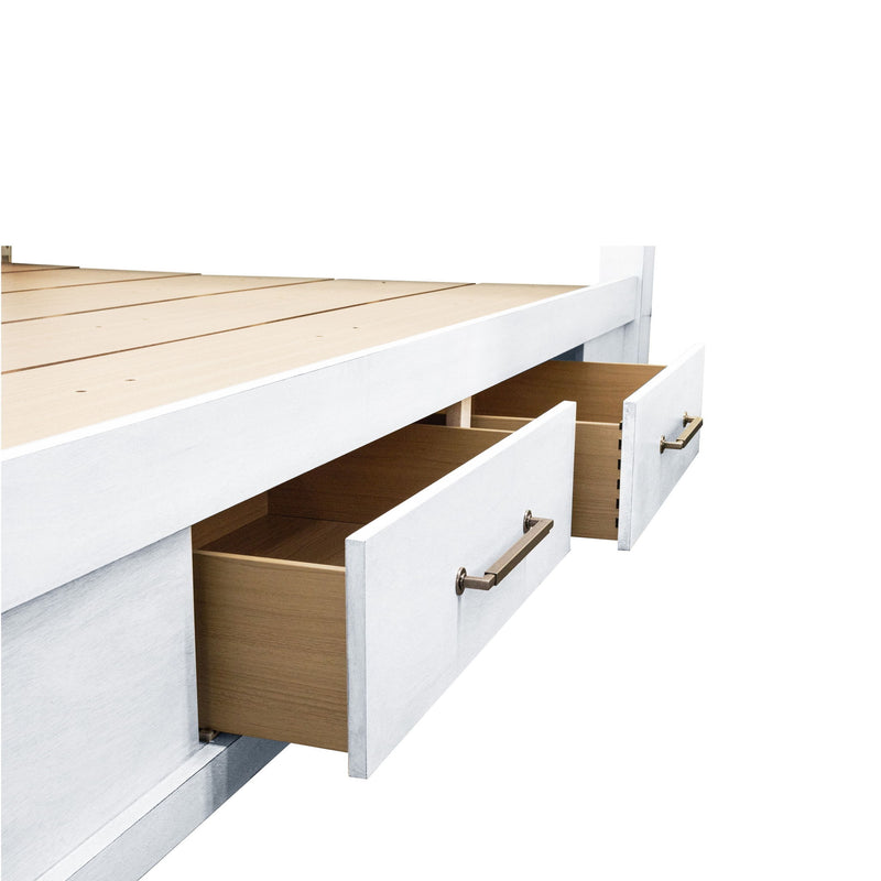 Bed With Built In LED Lights And Open Shelves