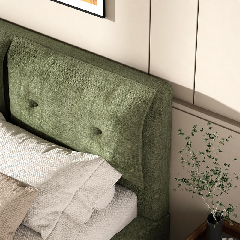 Airframe - Upholstered Bed Frame With Double Layered Upholstered Headboard