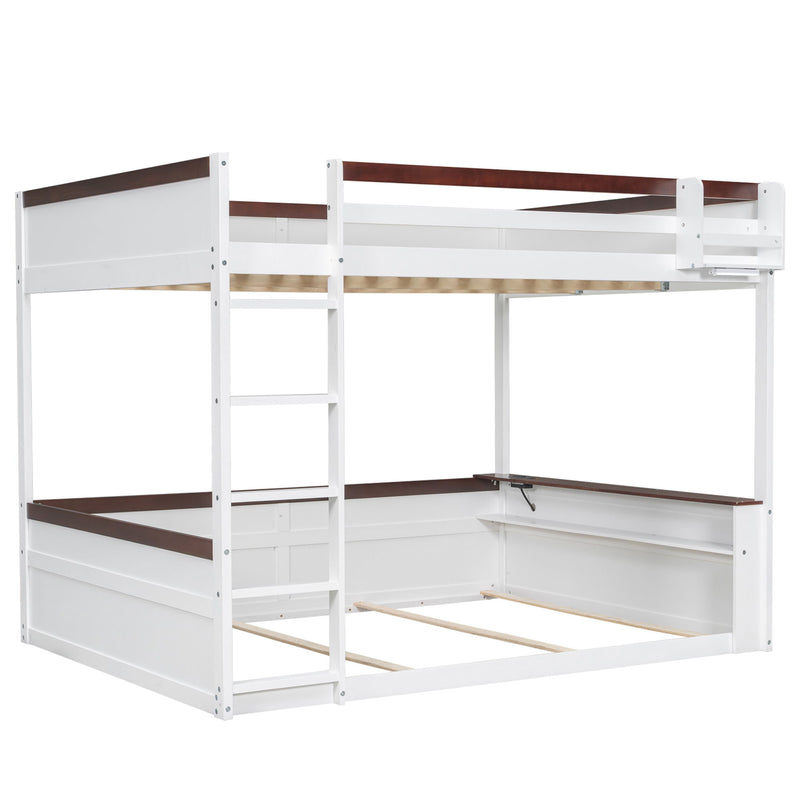 Bunk Bed With Built In Shelves, Storage Box, LED Light And USB Charging Station