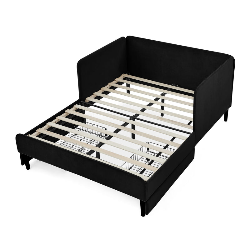 Upholstered Platform Bed Frame With 2 Storage Drawers And Adjustable Sofa Bed