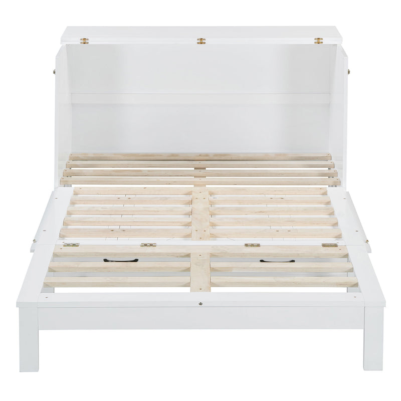Full Size Murphy Bed & Large Drawers - White