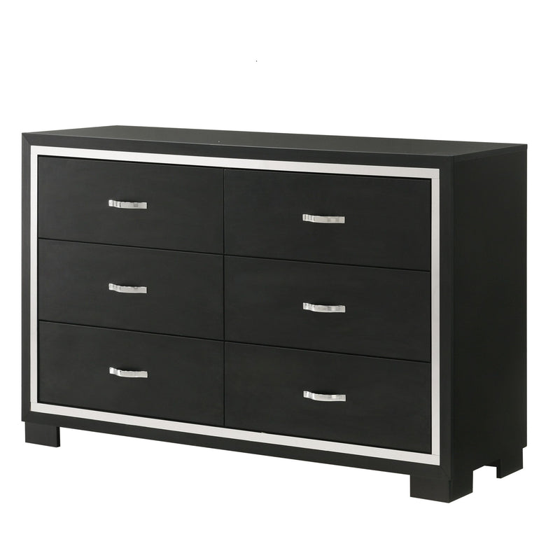 6 Drawer Dresser With Handles Bedroom Furniture - Black