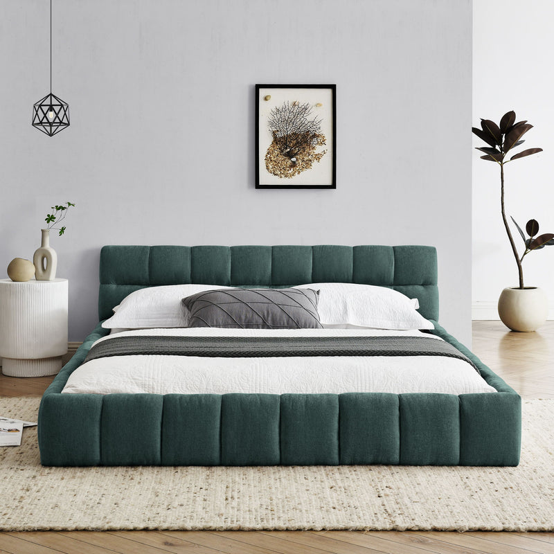 Modern Platform Bed Frame With Thick Fabric