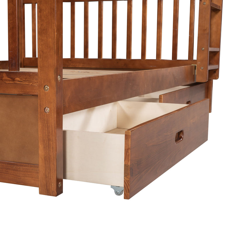 Bunk Bed With Ladders And 2 Storage Drawers