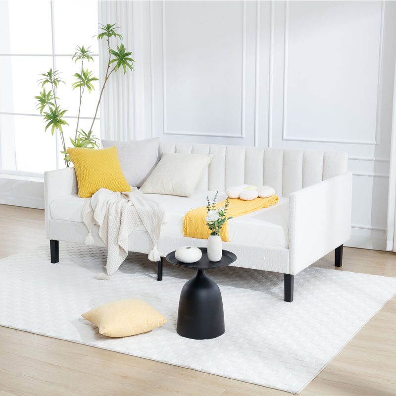 Elena - Boucle Upholstered Daybed, Ribbed Tufted Backrest