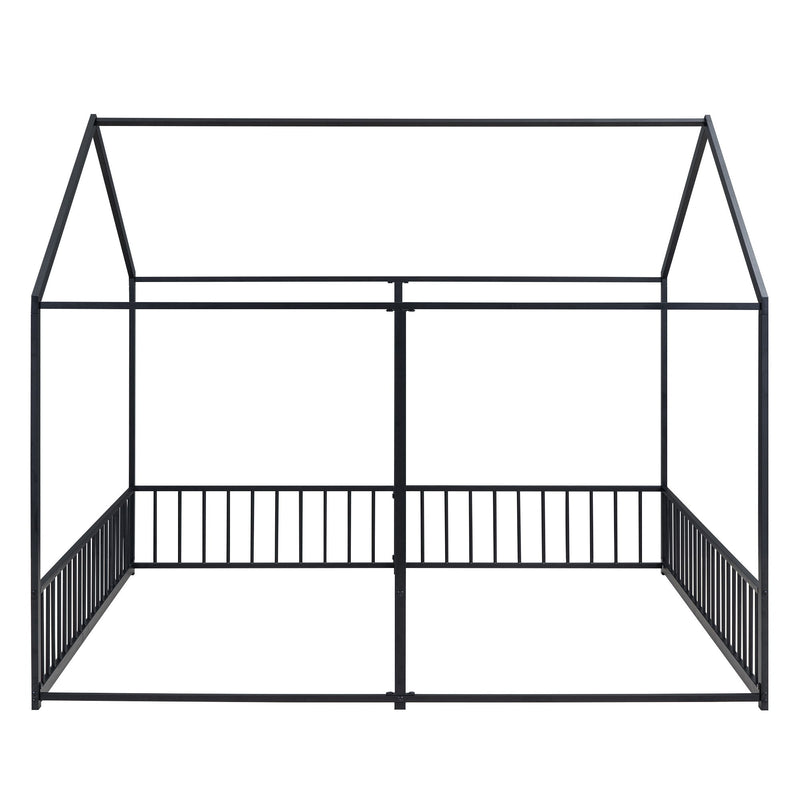 House Platform Beds, 2 Shared Beds, Metal Frame With Guardrails