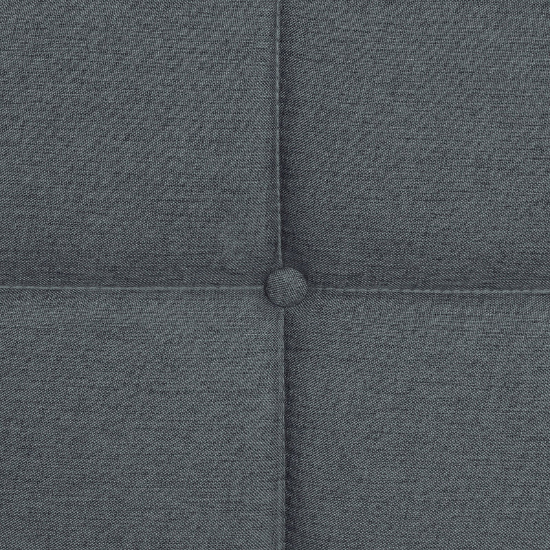 Queen Size Upholstered Platform Bed Frame With Button Tufted Linen Fabric Headboard - Dark Gray