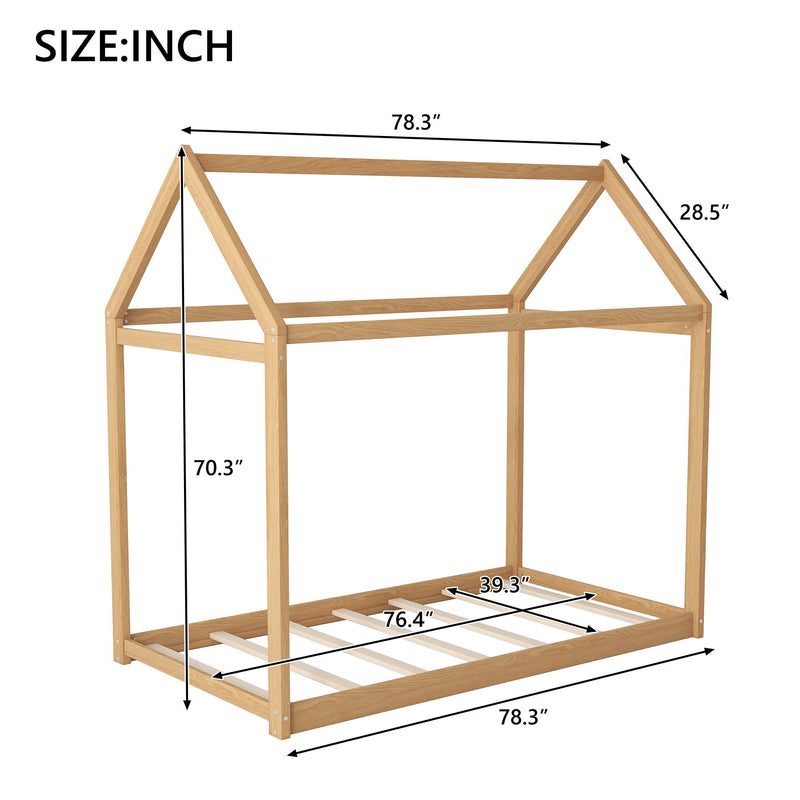 Wooden House Shaped Bed