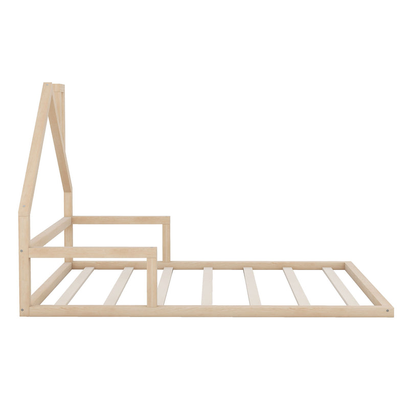 Elegant Floor Bed With House Shaped Headboard