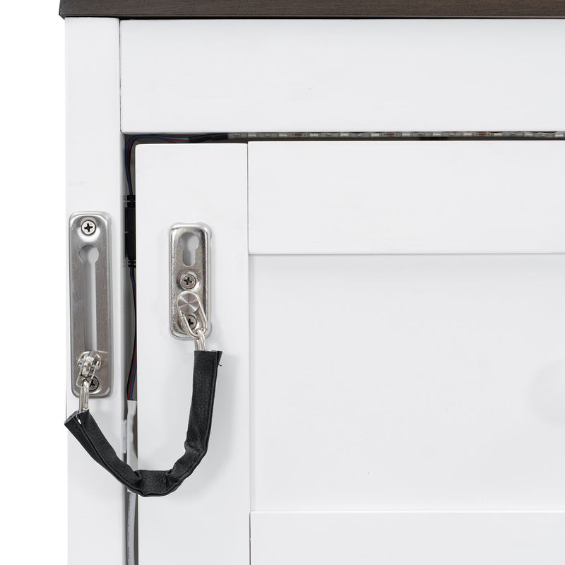 Murphy Bed With LED Light, Foldable Wall Bed Cabinet