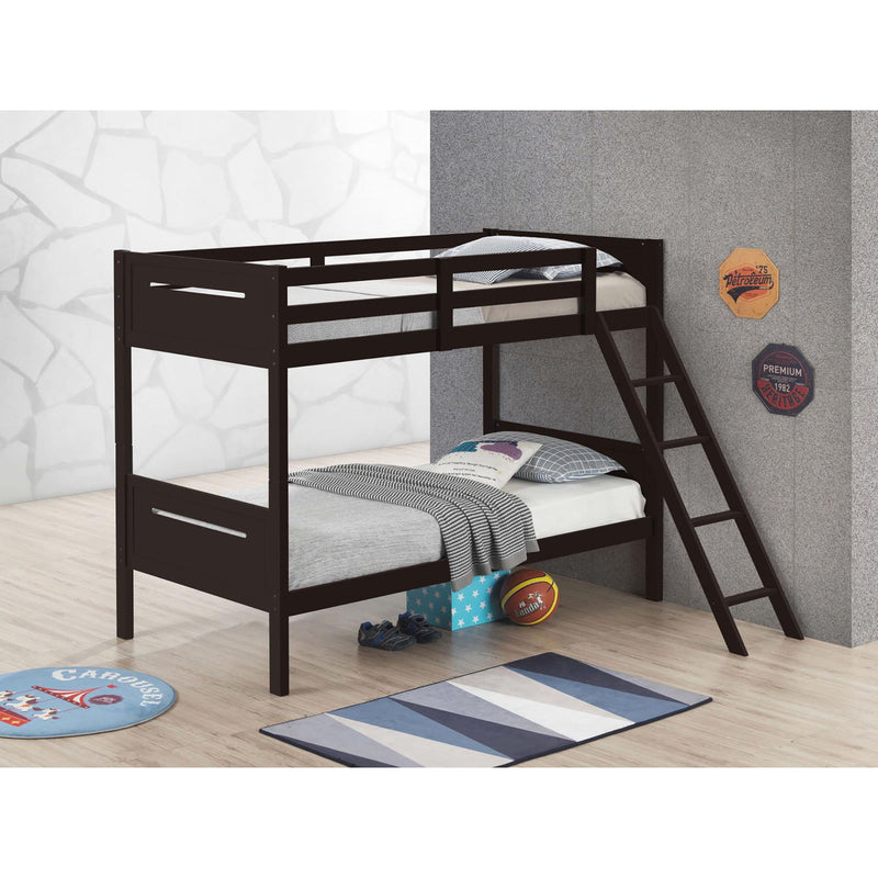 Bunk Bed With Built In Ladder, Safety Guardrails And Angled Access Step