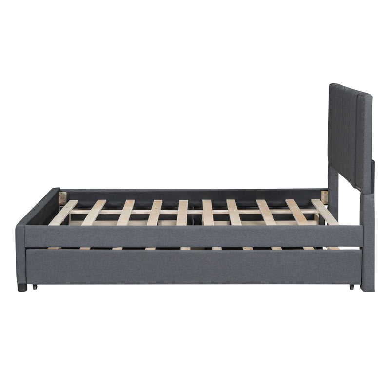 Upholstered Platform Bed With Drawers, Classic Headboard Design