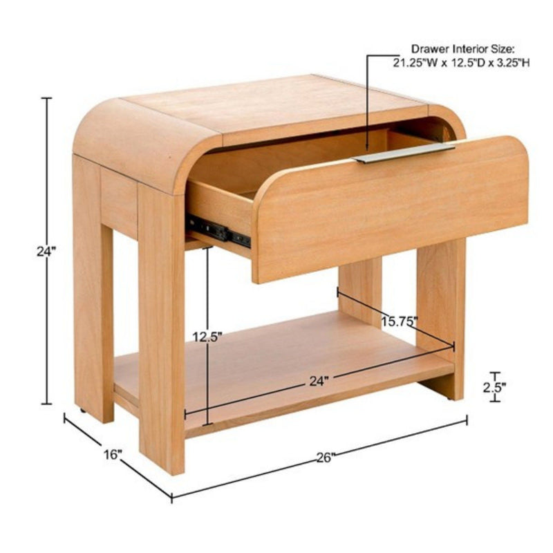 1 Drawer Waterfall Nightstand - Natural